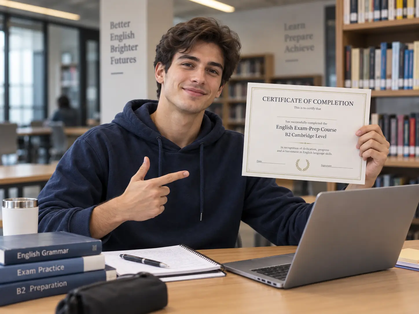 Estudiante preparándose de forma concentrada para una meta académica