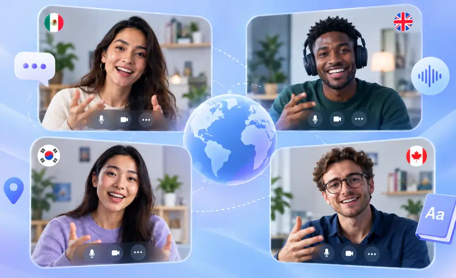 Personas practicando inglés en una situación cotidiana