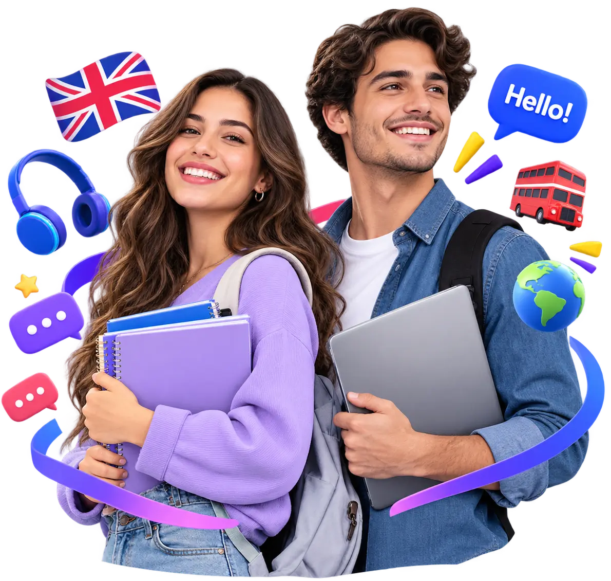 Estudiantes preparados para practicar inglés con Yosy English