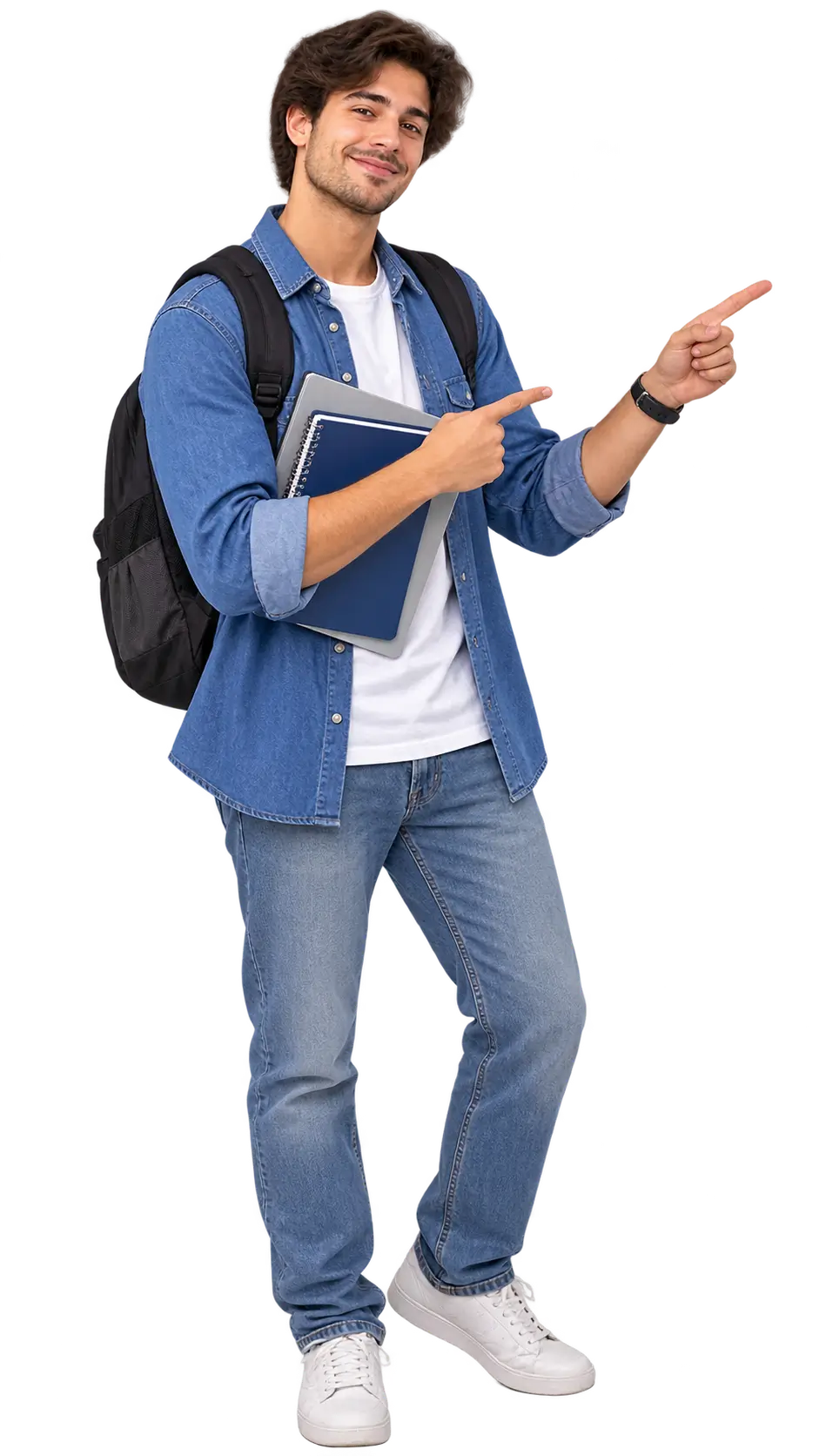 Estudiante señalando las preguntas frecuentes de Yosy English